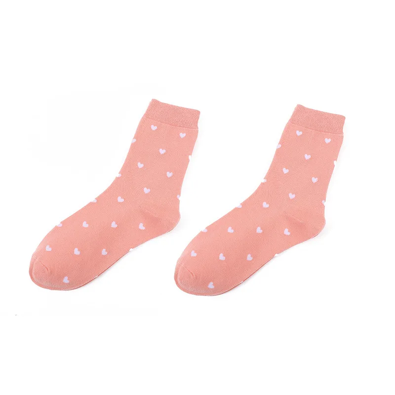 Casual Breathable Cute Socks Women Cotton Solid Color Fashion Heart Lady Harajuku Kawaii