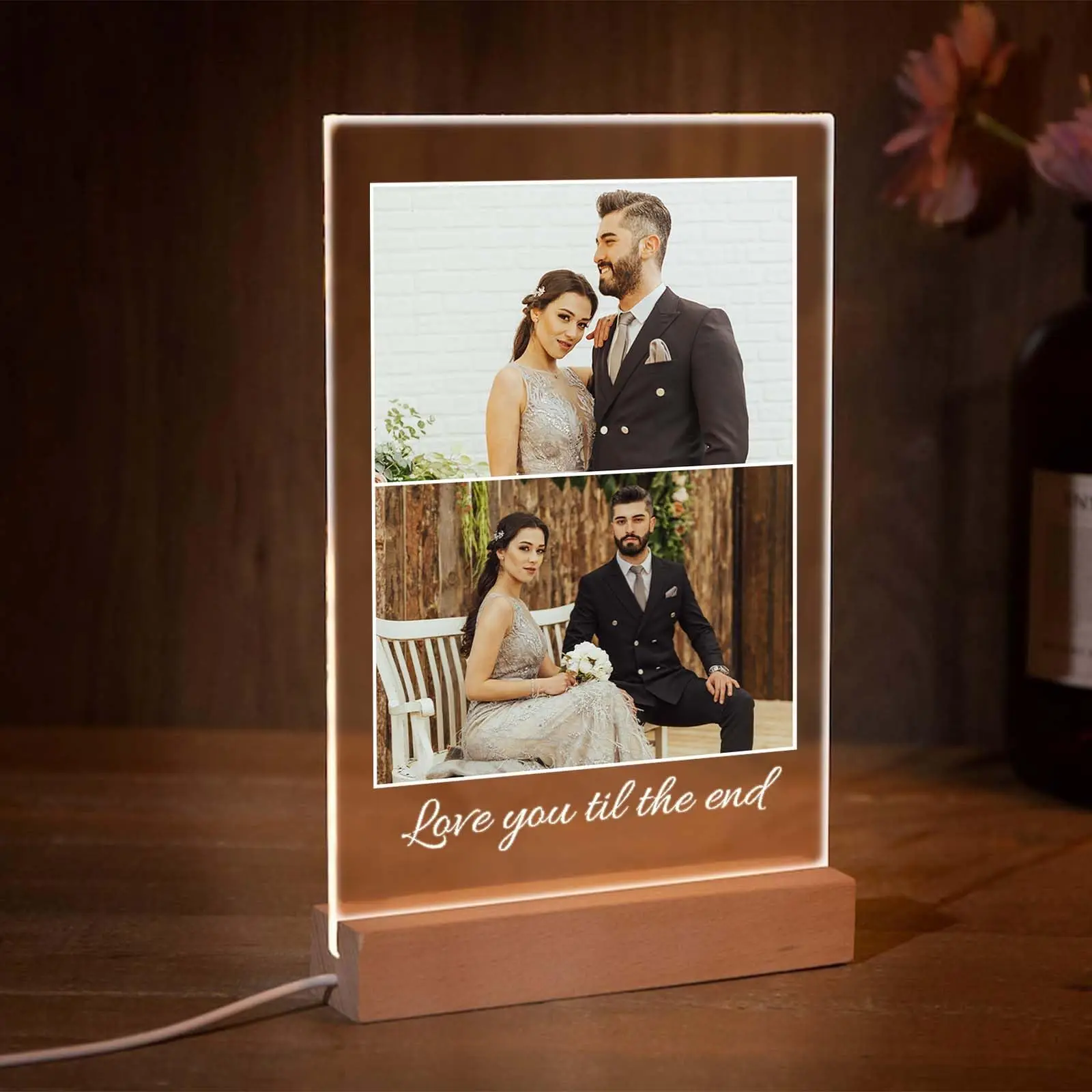 Anniversary LED Lamp Couples LED Light Board with Personalized Photos Night Light Custom Picture Frames Birthday Gifts