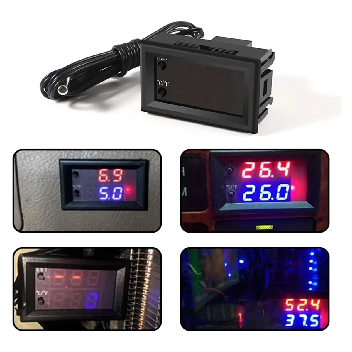 FUA@ Dual Color LED Display Temperature Controller Module for Heating/Cooling -50 to 110 Celsius 12V Programmable Heating
