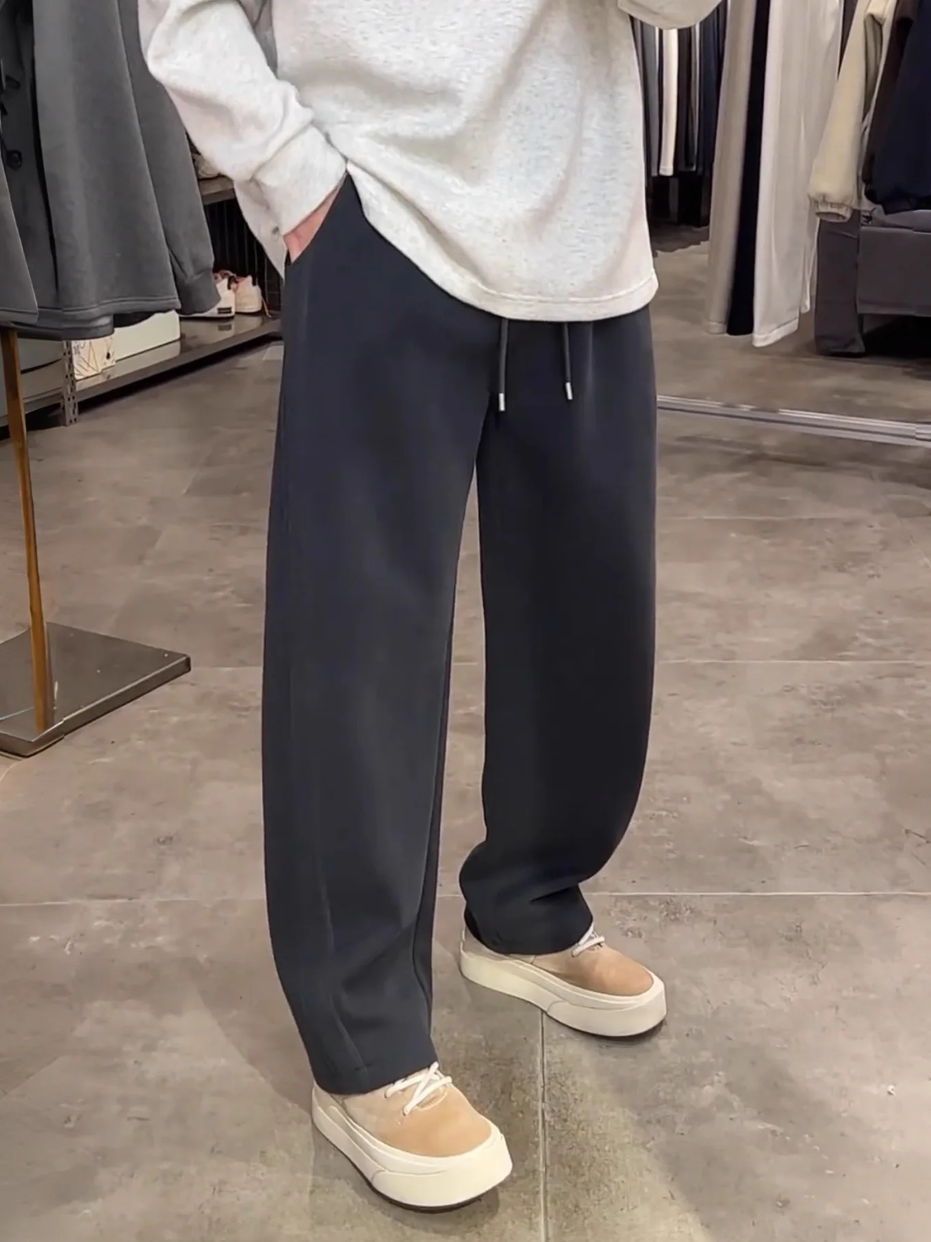 

Мужские зимние широкие повседневные брюки Thiened Fce, спортивные спортивные штаны на открытом воздухе, модный простой дизайн, удобный нож