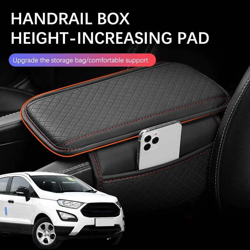 

Car Armrest Box Pad with Side Storage Bag Center Armrest Protective Cushion Support For Ford Ecosport 2013-2019