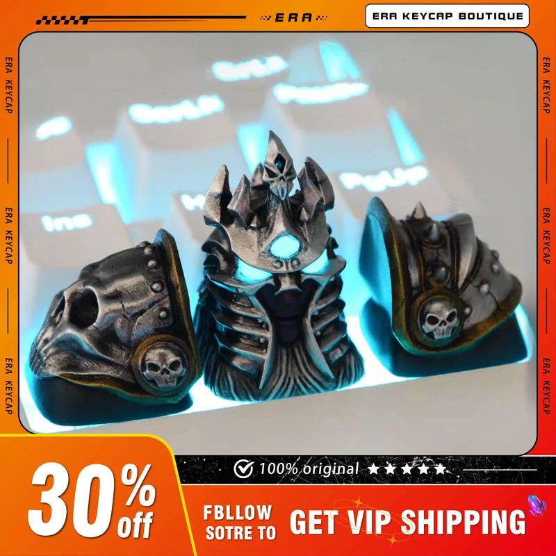 Lich King Resin Keycaps Handmade Customized World of Warcraft Character Translucent Keycap Set Computer Gamer Keyboard Boy Gift