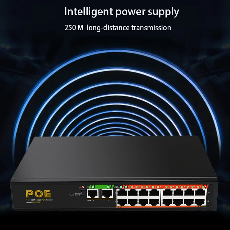 Imagem -04 - Hub Fast Ethernet Internet Splitter Gigabit Poe Switch Vlan Switch Jogo Ethernet Rede Switcher 2-port 1000m Mais 16-port 100m Rj45