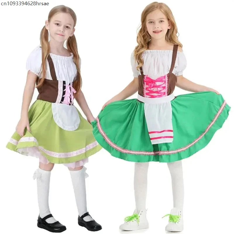 

Halloween Children Performance Cosplay Costume Maid Heidi Dirndl Dress Germany Oktoberfest Kids Beer Girl Bavaria Costume