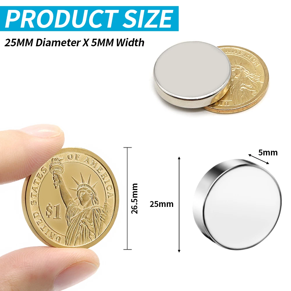 2/5/10/20/50/100Pcs 25x5 Super Strong Magnet 25mm X 5mm Round Magnetic NdFeB Neodymium magnet N35 Powerful Disc imanes 25*5