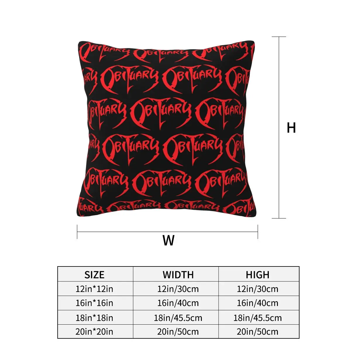 Adult Obituary Band Logo Death Metal Trucker Square Pillowcase Pillow Cover Cushion Zip Decorative Throw Pillow for Home Car
