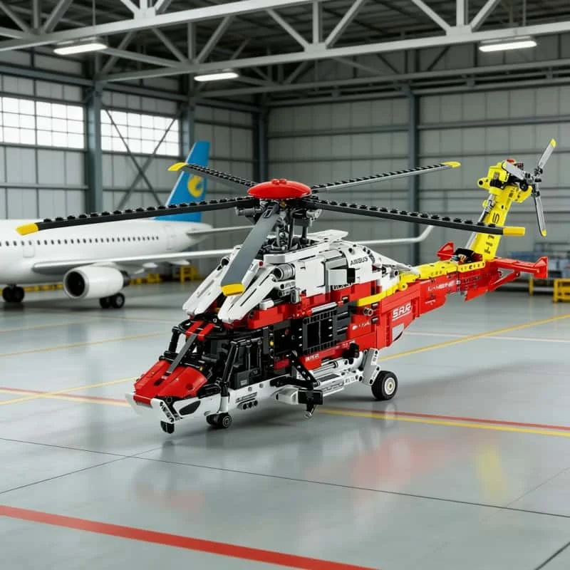 

New technology Airbus H175 rescue helicopter educational building block model decoration electric adult Christmas toy