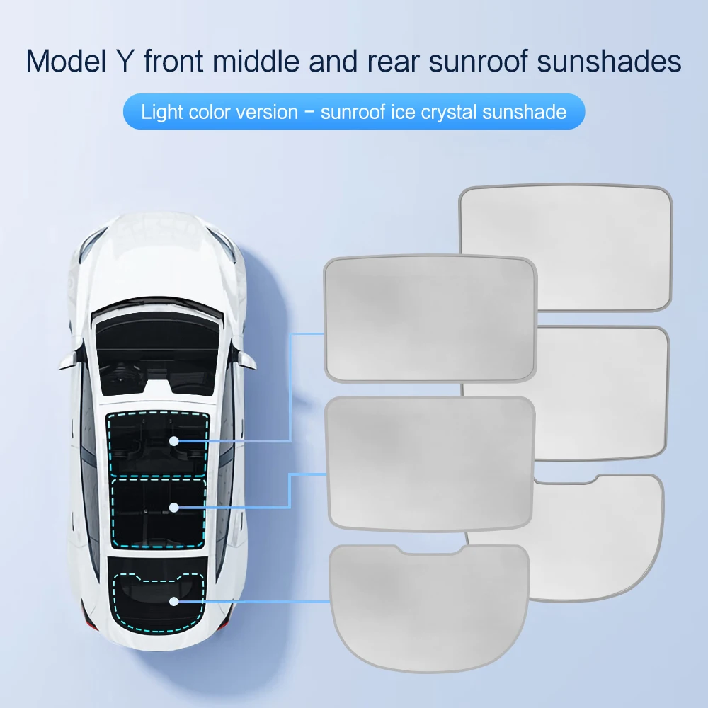 AJIUYU Sunshade For Tesla Model 3 / Y Sunroof Sun Shade 2021-2024 New Anti UV cooling Elastic Fabric Buckle Skylight Accessory