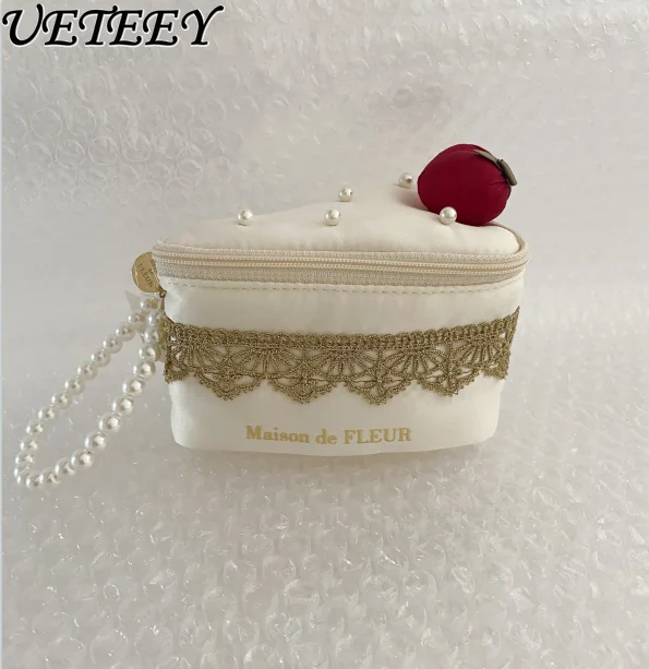 Japanese Style New Cute Three-Dimensional Rose Hand-Held Makeup Storage Bag Sweet Girl All-Matching Cosmetic Case Bags for Women image 5