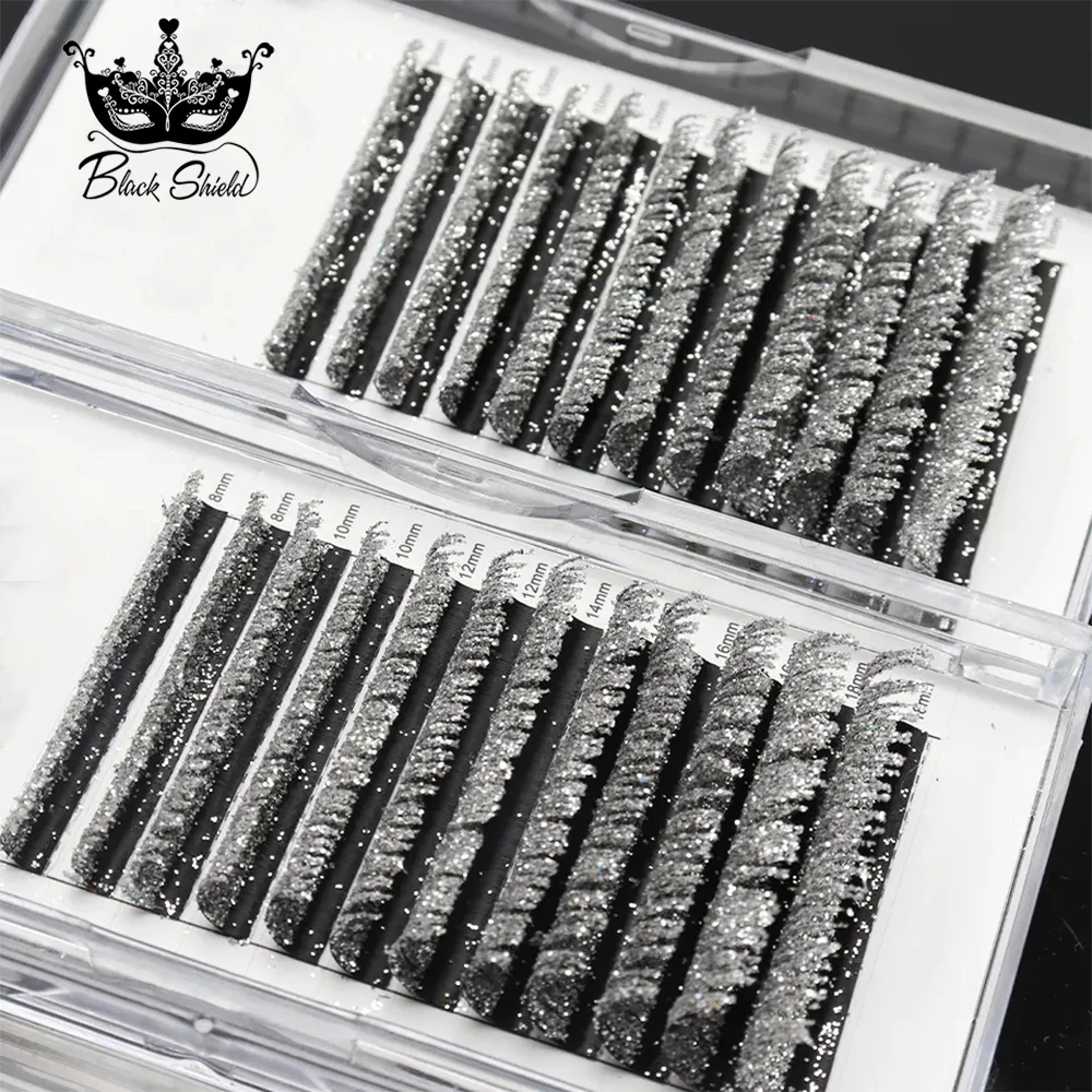 0.05mm Silver Eyelash Extensions Glitter Shimmery Classic Lash Extensions Diamond Faux Mink Individual Lashes Cosplay Lash