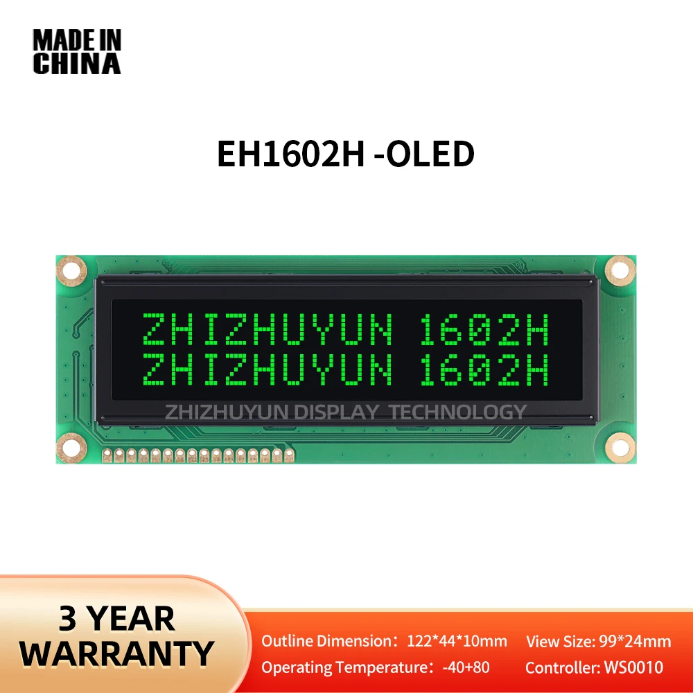 

EH1602H 16 * 2 Character LCD Module Display LCM Screen Black Film Green Letter Working Temperature -40+80 OLED Display Screen