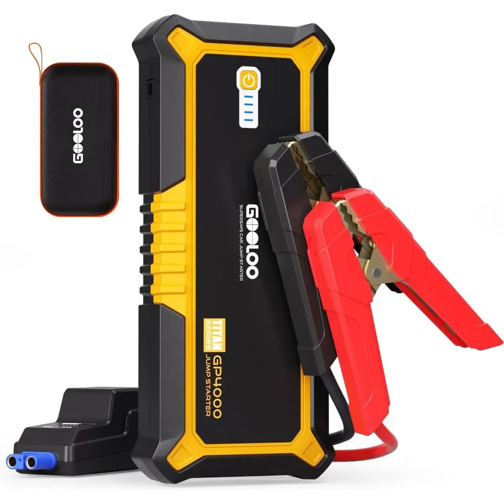 

4000A Peak Portable Car Jump Starter for Gas Engines up to 10.0L, 12V Lithium Power Bank with USB Quick Charge and Type-C Port
