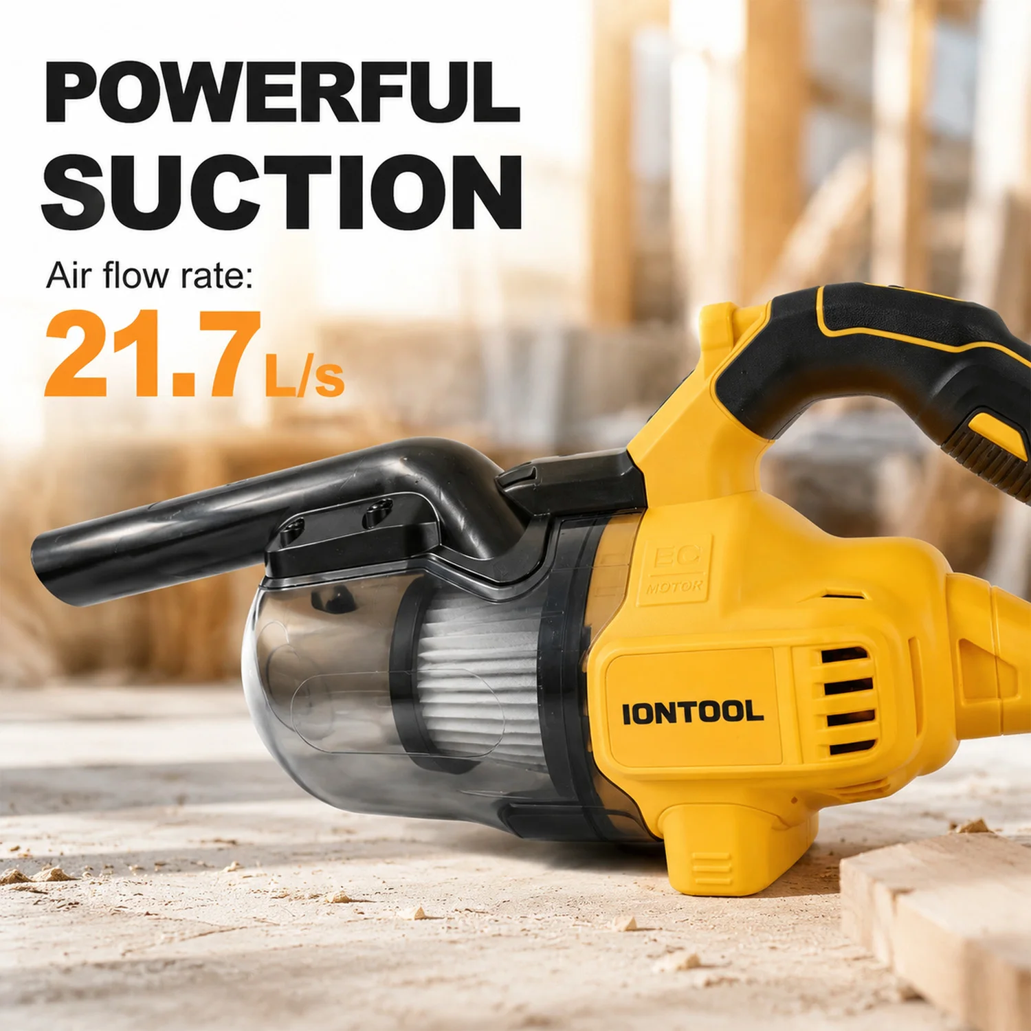 IONTOOL Handheld Yellow Cordless Vacuum 0.7L For Sofa Crevice Dusting Curtain Purifying and Mattress Surface Freshening