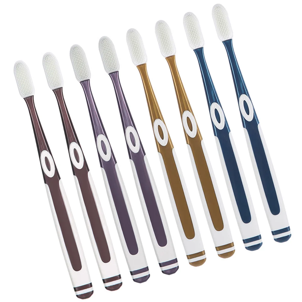 8 قطعة رؤوس استبدال فرشاة الأسنان ذات شعيرات صغيرة فرشاة أسنان للكبار مقاومة للاهتراء فرش يدوية قبضة مريحة للمنزل و