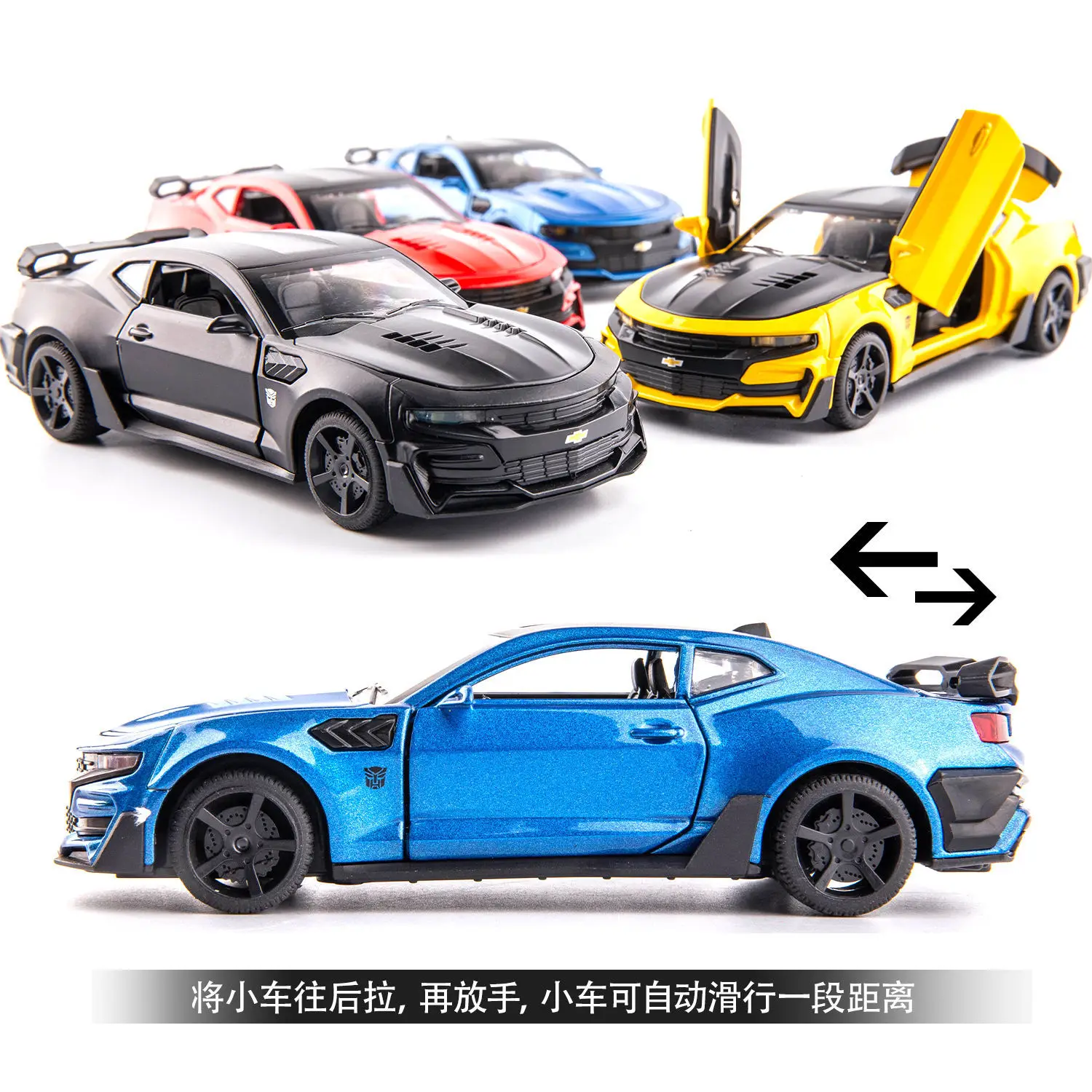 1:32 Chevrolet Camaro Automodel Legering Diecast Pull Back Met Geluid Licht Kinderen Model Speelgoedauto Collectie Voor Kinderen Cadeaus A324