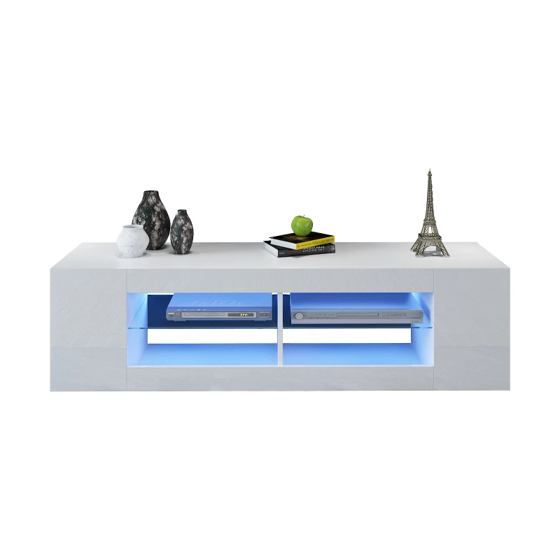 High Gloss And Matt TV Unit With LED Light Cabinet Stand