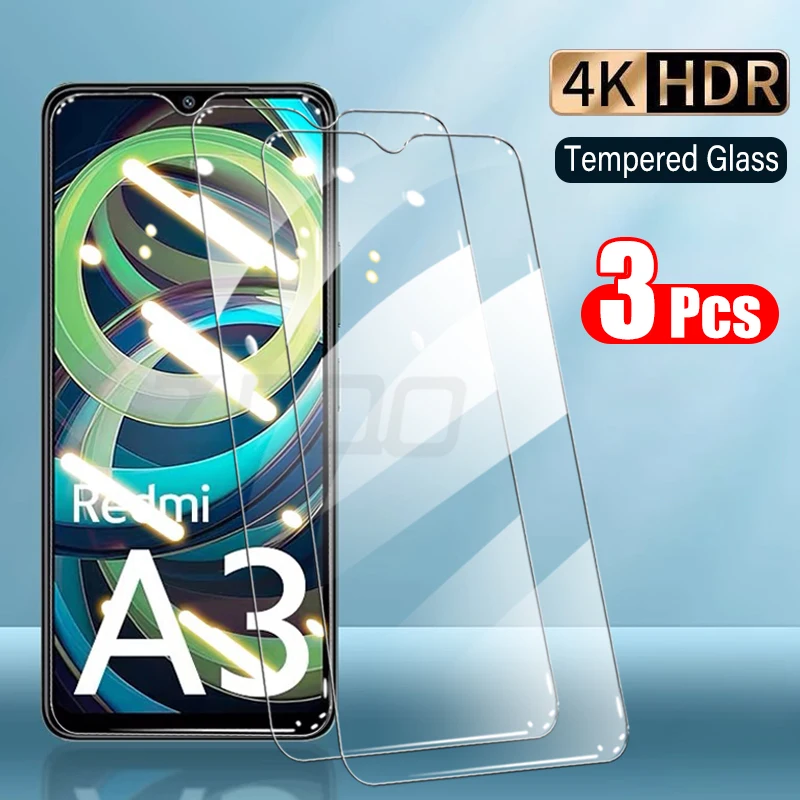 3Pcs Tempered Glass For Xiaomi Redmi A3 A2 A1 Plus Screen Protectors For Redmi A1 A2 A3 9H Glass Protective Film