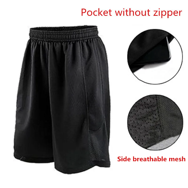 Men Basketball Running Cycling Sports Shorts Fitness Boy Football Pants Workout Outdoor Yoga Gym Training Black Zipper Pocket