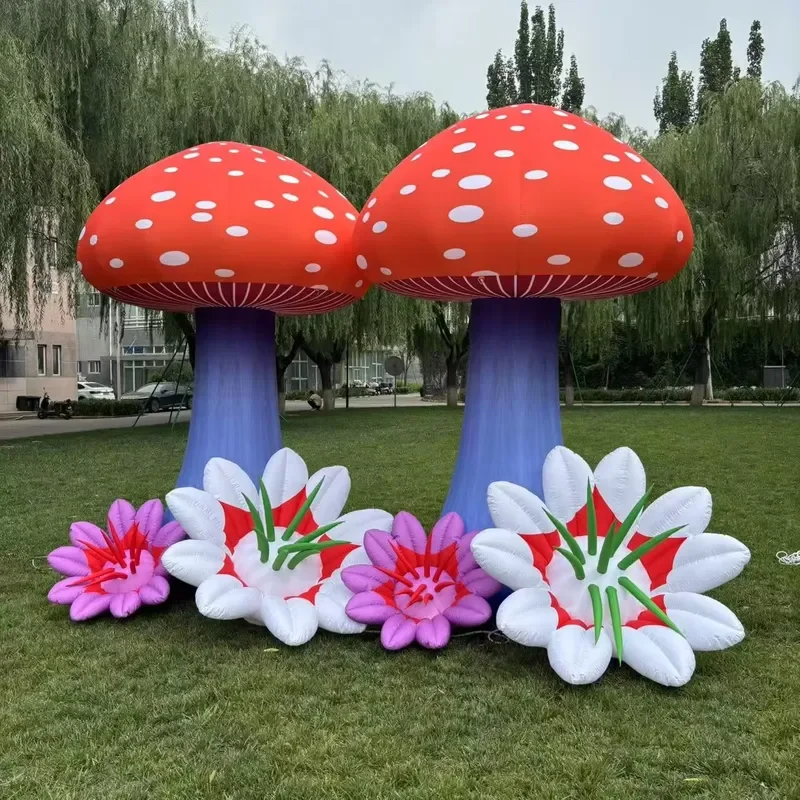 LED Light Up Inflatable Mushroom Flower Balloon Decoration for Wonderland Themed Party Used Event Decor Supplies Inflatable