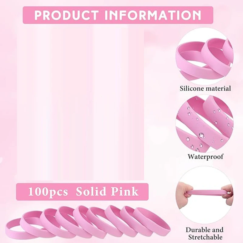 SCLS 100 Uds. Pulseras elásticas de silicona de Color sólido en blanco elásticas para hombres, mujeres, adolescentes, regalos, estudiantes, suministros deportivos para fiestas