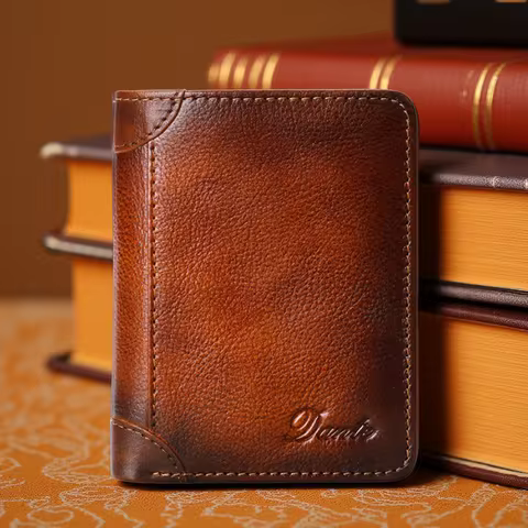 Dante Men's Leather Wallet RFID Anti-theft Brush Head Layer Cowhide Retro Casual Vertical Multi-Function Money Bag Money Clips