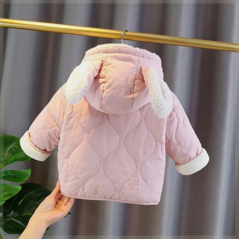 معطف شتوي من الصوف القطني للفتيات على طراز رأس السنة مع ملابس خارجية قطيفة للخريف والشتاء مع دفء مضاف #3