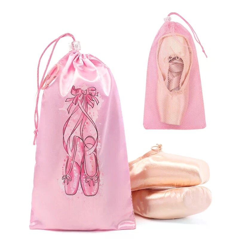 Portable Mesh Dance Bag Breathable Shoes Storage Pouch Girls Ballet Organizer Bags Shoe Pouches Bag Drawstring Dance Shoes Pouc
