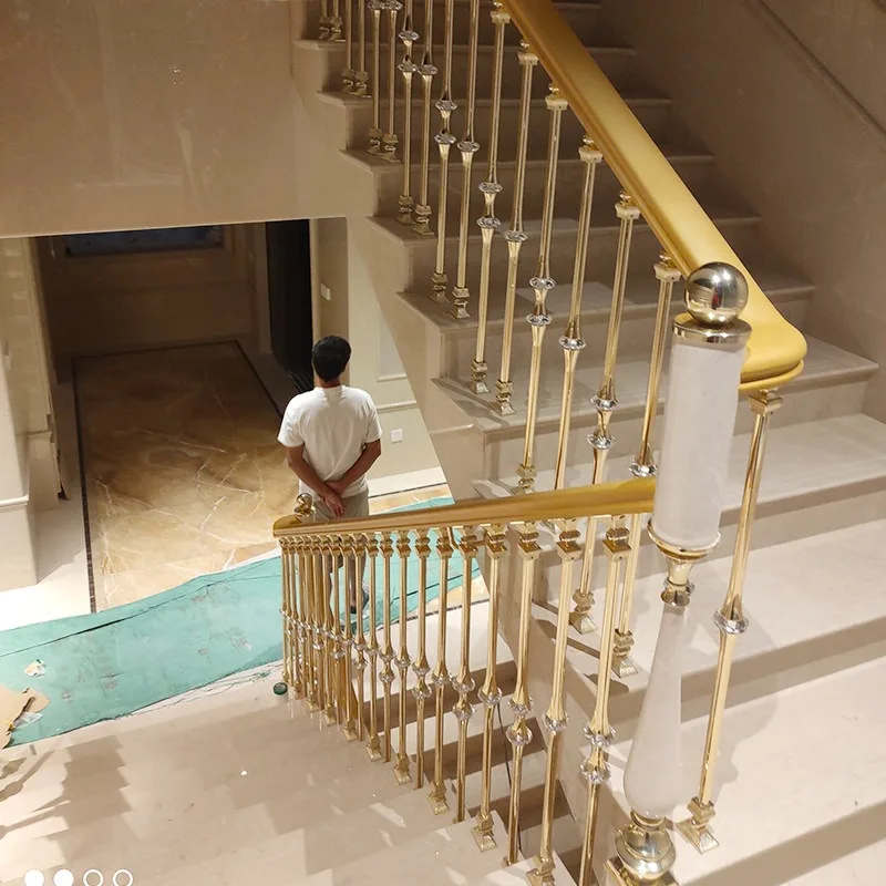 Home Villa light luxury staircase handrail modern new Chinese European crystal indoor household aluminum alloy guardrail - view 4