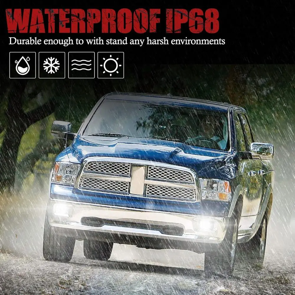 زوج من مصابيح الضباب LED مع أضواء النهار الجري لدودج رام 2009-2014، عوارض البقعة والفيضانات، استبدال DRL من النوع L