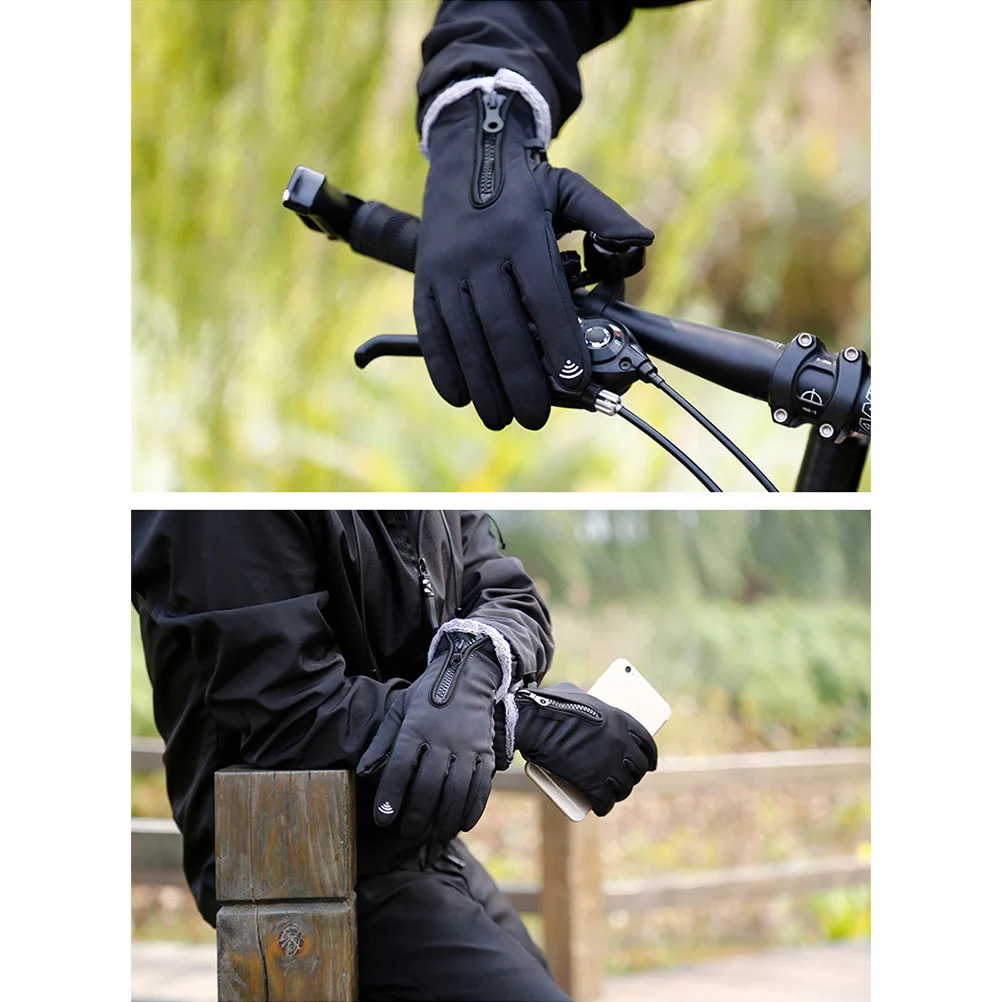 

Thicken Fleece-Lined Touch Screen Gloves Windproof Waterproof Anti-Slip Composite Material For Cycling Hiking Skiing