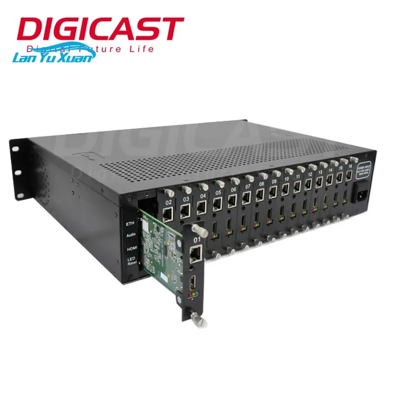 Digicast DMB 8916 Low Latency WEBRTC 16 Channels HD 1080 60fps H.265/H.264 SRT Supported AAC/MP3 Audio for Live Video Encoder