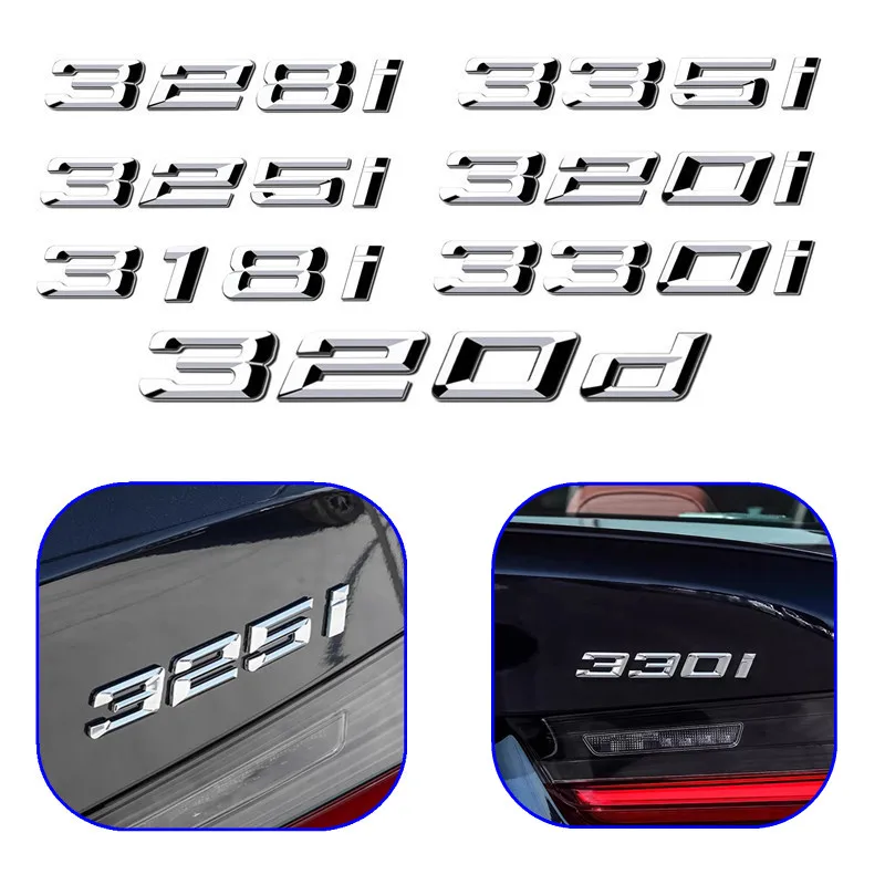 

Car Stickers 3D Letters ABS Plated Silver Rear Trunk Emblem Tailgate Decals For BMW 318i 320i 325i 328i 330i 335i 320d Stickers