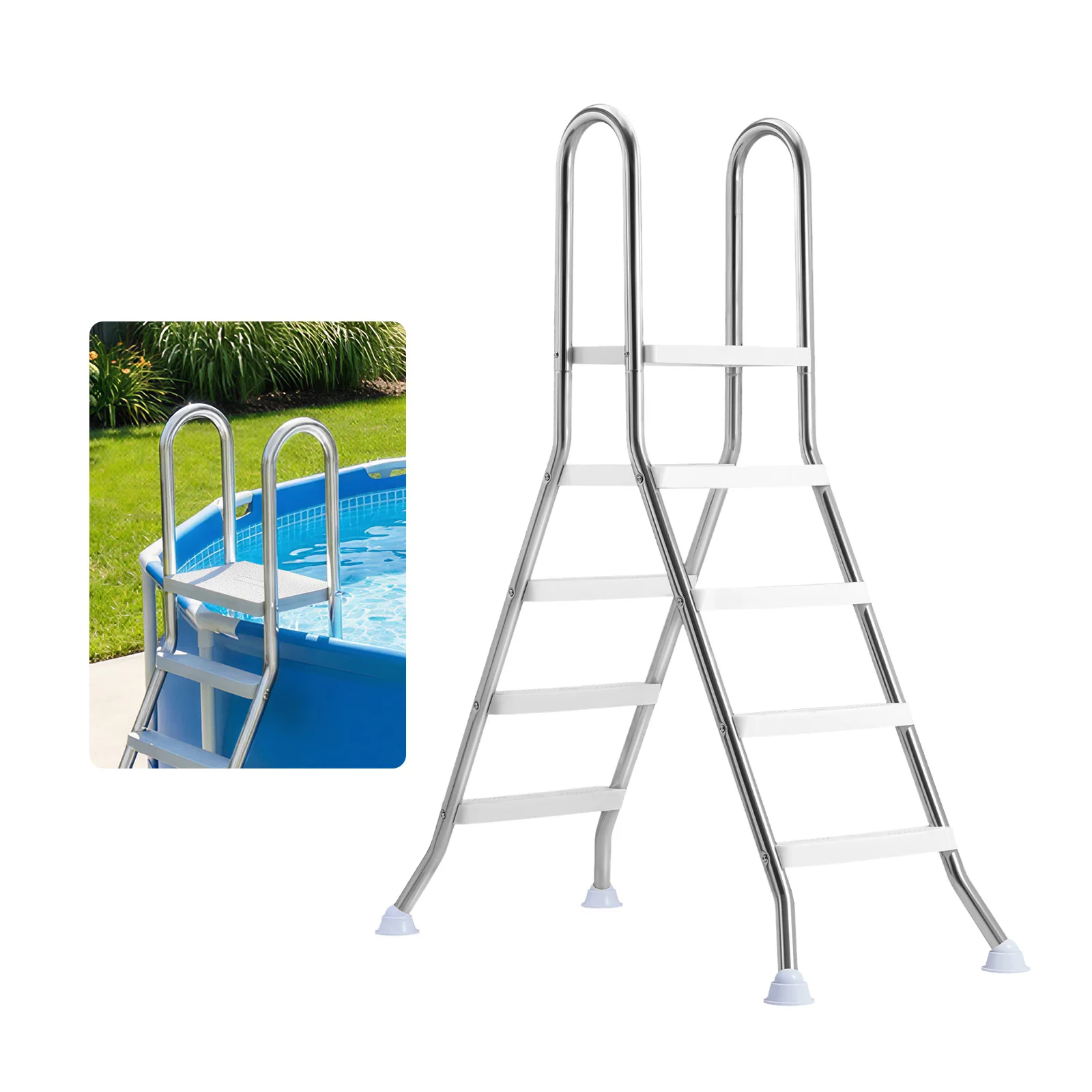 

SucceBuy Above Ground Pool Ladder A-Frame Swimming Pool Stairs for High Wall Heavy Duty Entry/Exit Steps with Secure Non-Slip