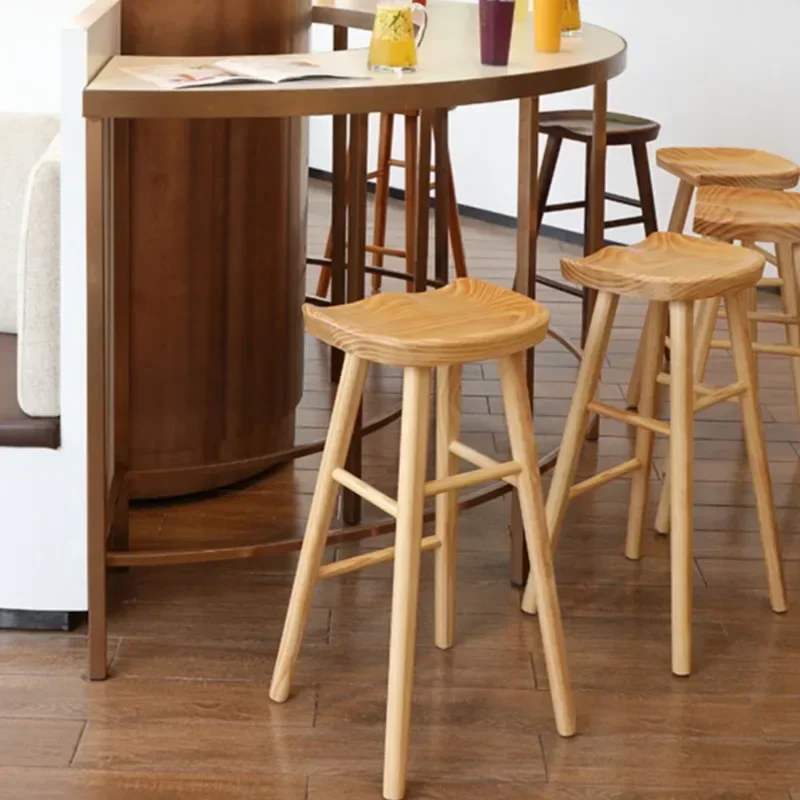 Chaise de bar commerciale nordique en bois massif, tabouret haut de salle à manger, moderne, simple, réception, caissier, meubles