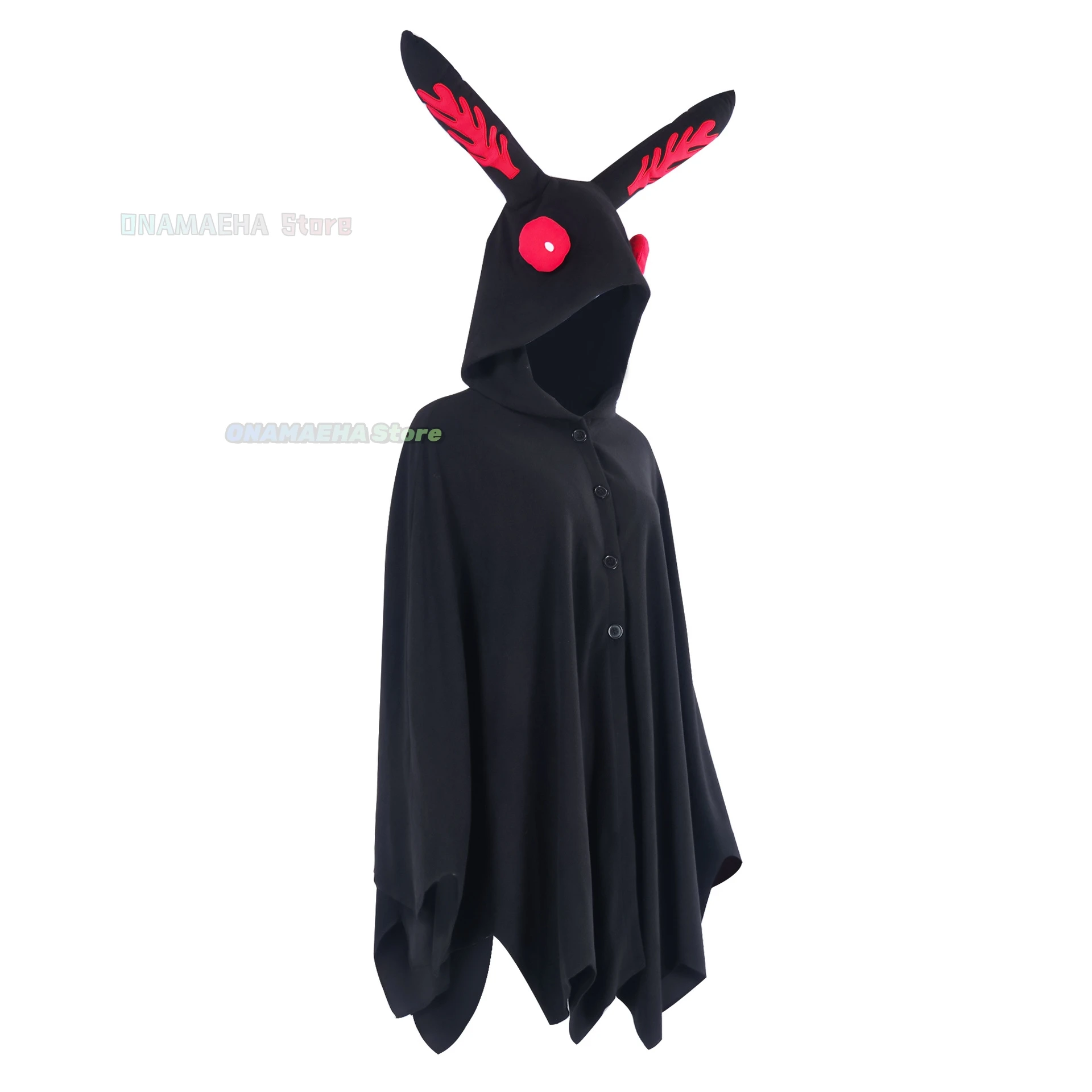 Black Mothman Cloak Cosplay Costume Hooded Cloak Costume Anime Black Horrible Moth Cape Halloween Party Outfits for Adult Outfit