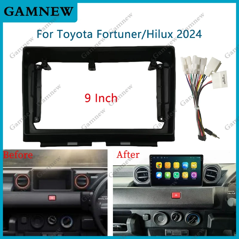 9 Inch Car Frame Fascia Adapter For Toyota Fortuner Hilux Champ Tamaraw 2024 Android Radio Dash Fitting Panel Kit