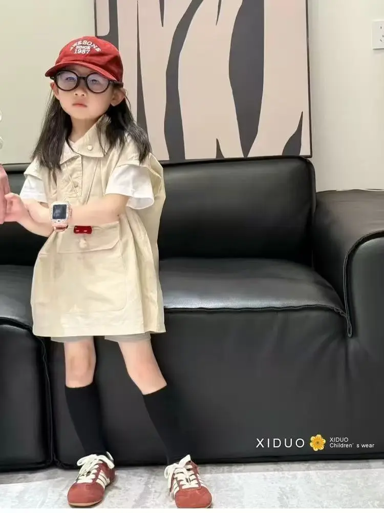 

Girls' Fashionable Cool Workwear Vest Skirt Summer New Design Long-Style Dress with Metal Accents