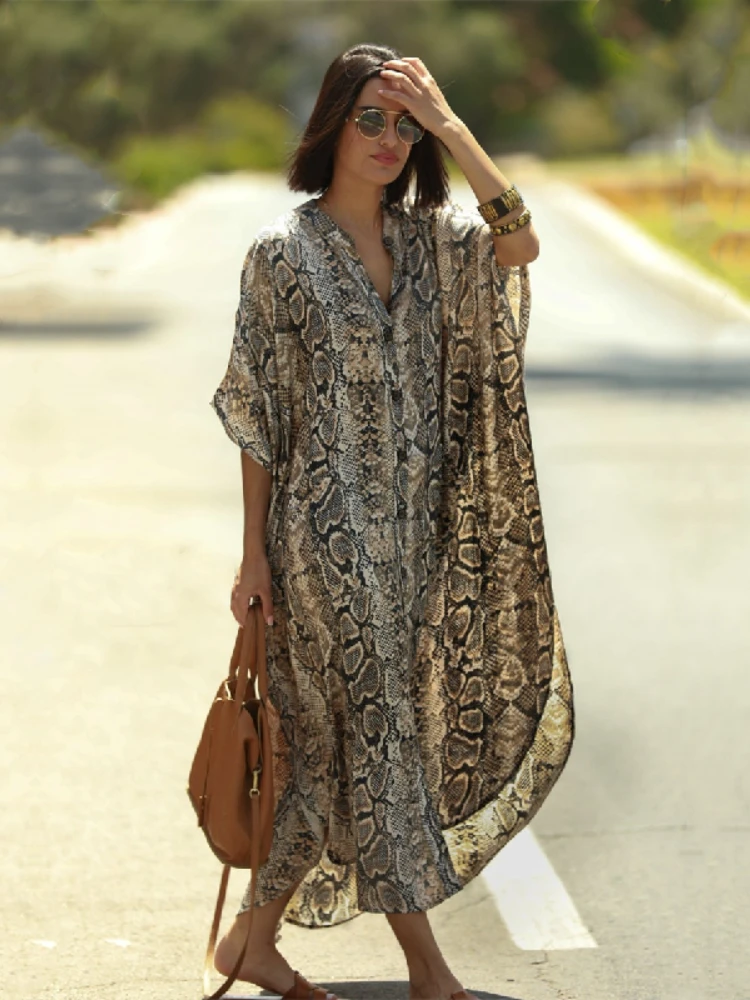 Polyester Long Beach Dress Swimsuit Bikini Cover-ups Kaftan Sarong Vestido Beachwear Cover Up Ropa de Playa Tunic Outfits Q1097