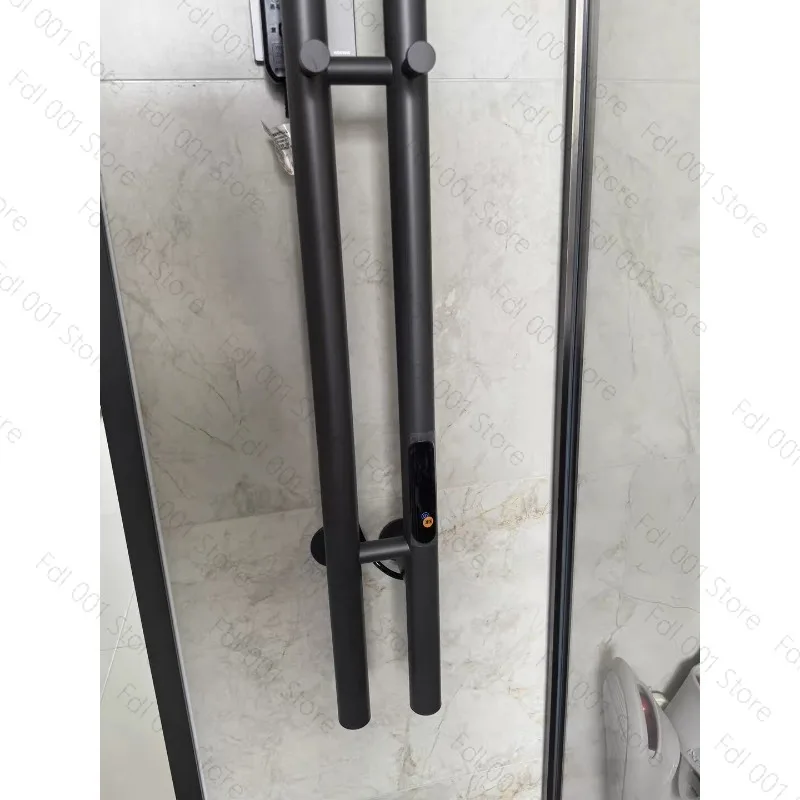Smart Carbon Fiber Electric Towel Rack Stainless Steel Vertical Towel Bar with Hook Timer Constant Temperature for Bathroom