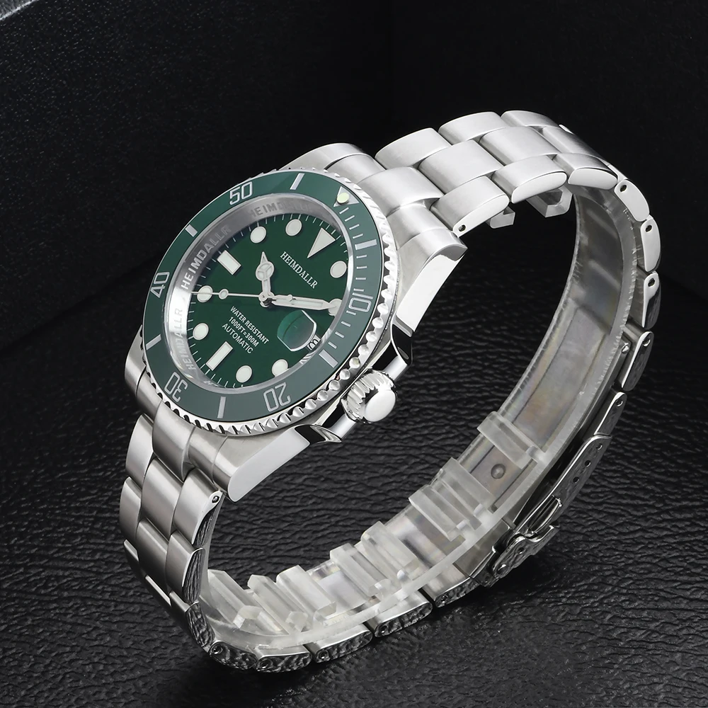 HEIMDALLR watch NH35 Automatic Movement Ghost Stainless steel watch C3 super lume Sapphire crystal Waterproof watch dive watch
