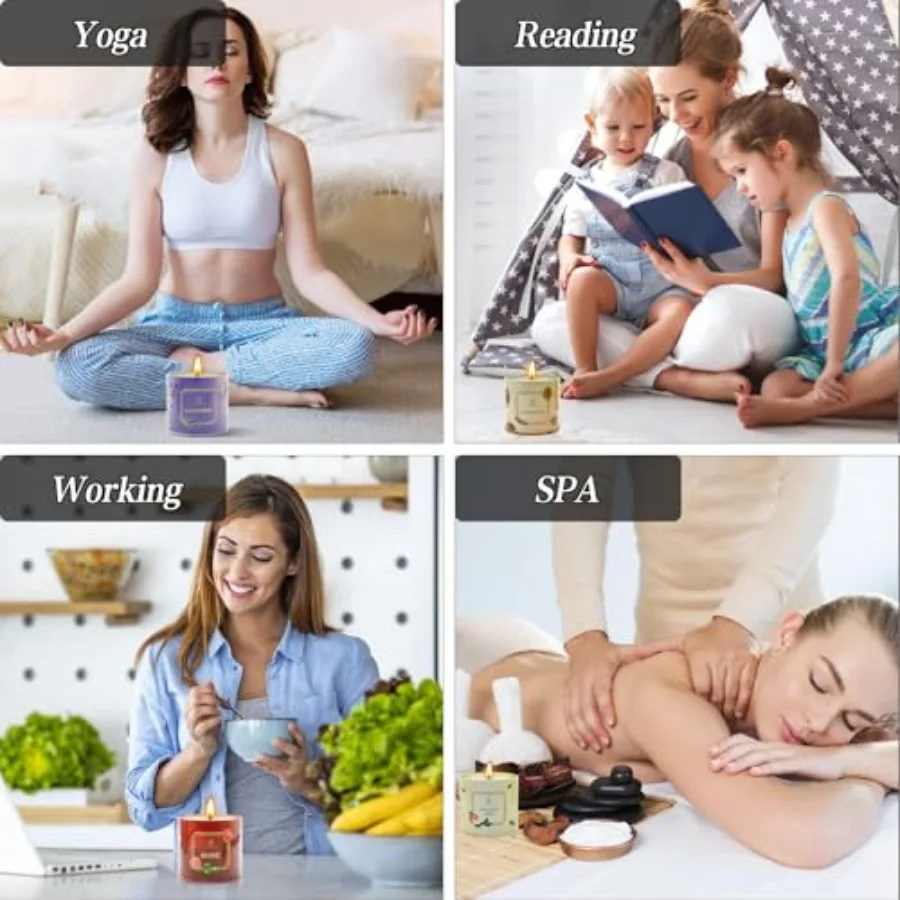 Scented Candles Gift for Women 4 Pack Natural Soy Wax Candles Long Lasting Rose Lavender Sandalwood Apple Cinnamon Fragrance Id