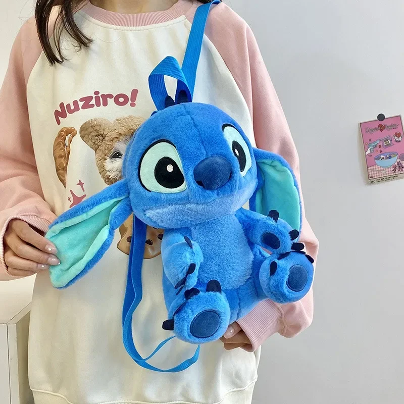 New Disney Stitch Plush Backpack Cartoon Cute Backpack Children's Plush Stuffed Backpack Storage Bags School Bag for Girls Gifts