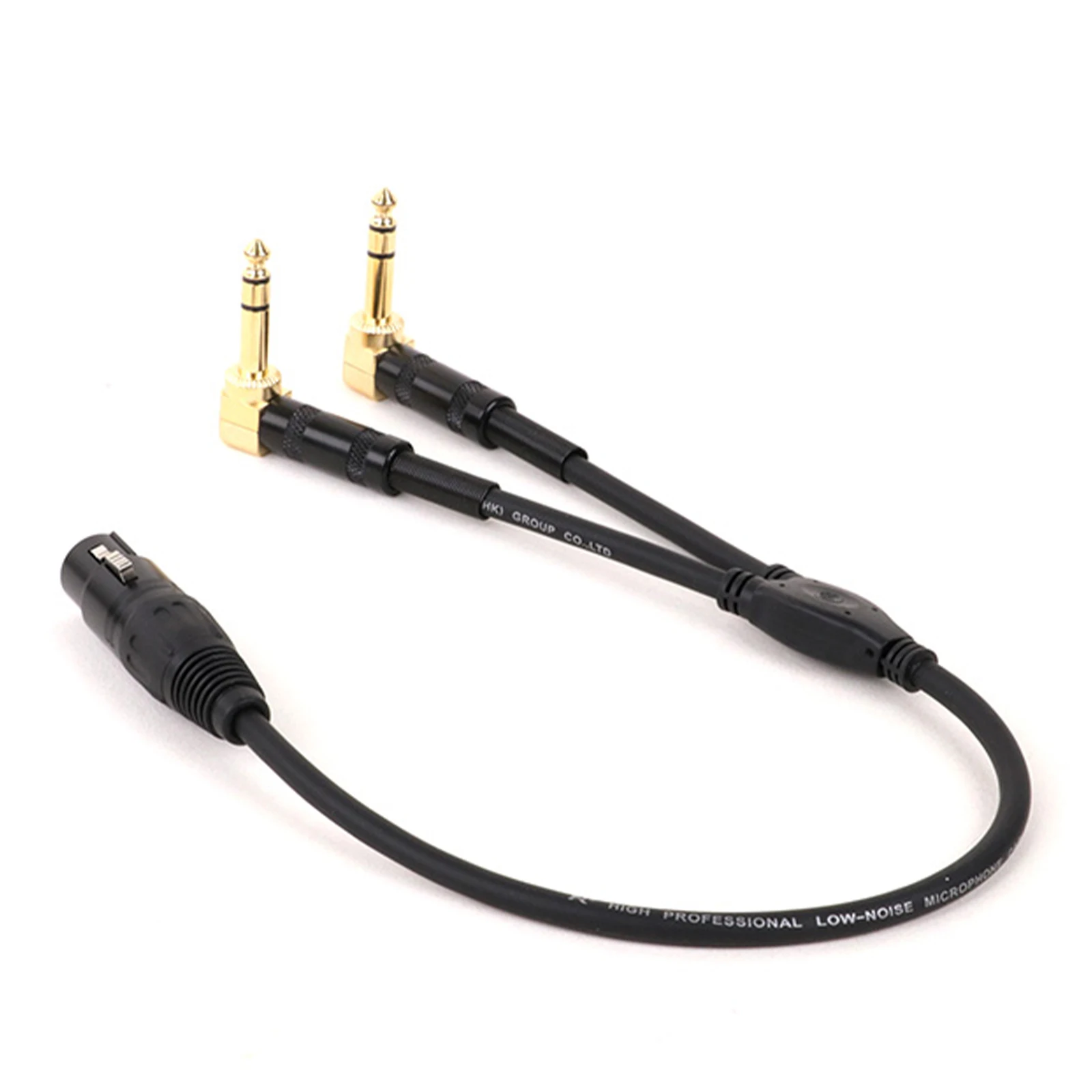 3Pin XLR Male/Female to Gold Plate Dual 6.35 1/4\'\' Stereo Cable Right Angled Double Y Splitter 1/4 TRS to XLR Audio Adapter Cord