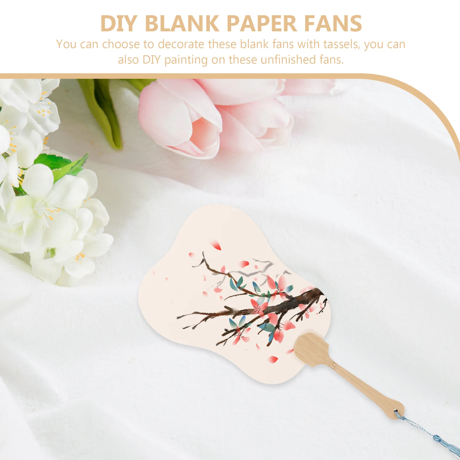 

5Pcs Palace Fan Blank DIY Paper Hand Fans Wooden Handheld Painting Fans for Kids Graffiti Craft Summer Gift DIY Mini Paper Fan