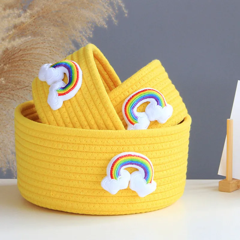 Cotton rope Hand Woven Storage Basket Cartoon Animals Kids Toys Desktop Organizer Sundries Storage Box Laundry Baskets Nordic