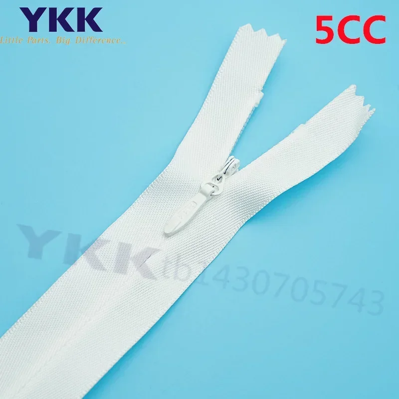 

Invisible Zipper Water Drop Head, Closed Tail, Reinforced, Thick, White, Wedding, Evening, YK5, Imported, 2 Pcs