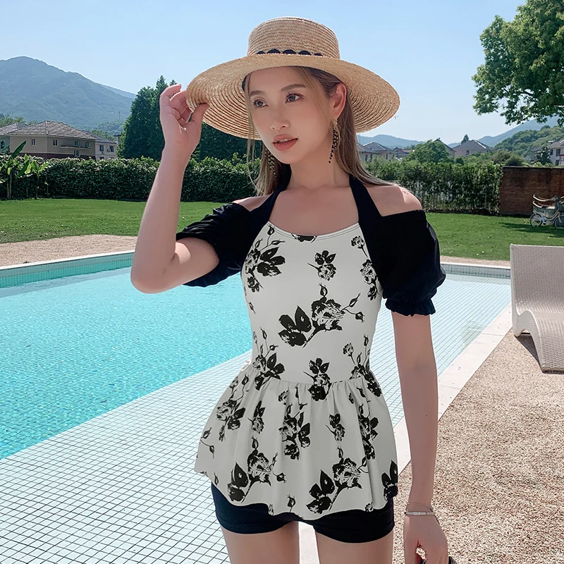 Wisuwore Women's New 2023 Summer Wear French Fashion Hanging Neck Sweet Waist Slimming Swimwear Dress Holiday Beach Surfing Suit