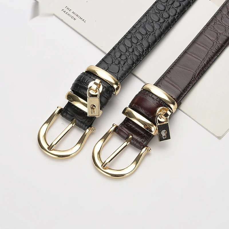 女性用のシンプルで多用途、ファッショナブルなベルト、クロコダイル柄の本革カジュアルベルト。-幅28cmのベルト