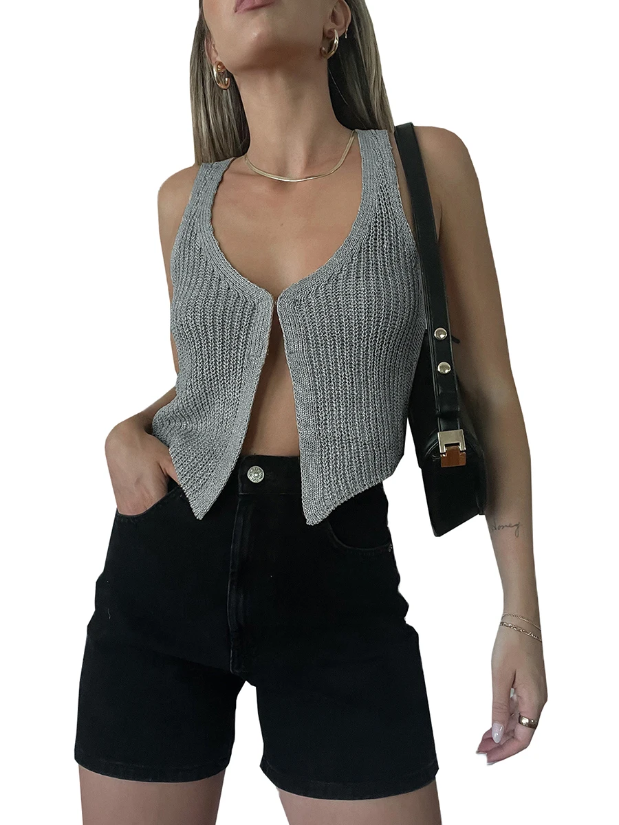 Frauen Crop Weste Tops Ärmel Einfarbig Casual Party Straße Frühling Herbst Sommer Weste