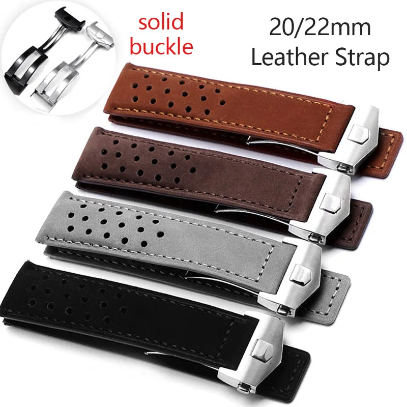 20 22mm Bracelet for Tag Heuer for Carrera for Monaco Leather Replacement band for Rolex Frosted Cowhide Universal Accessory